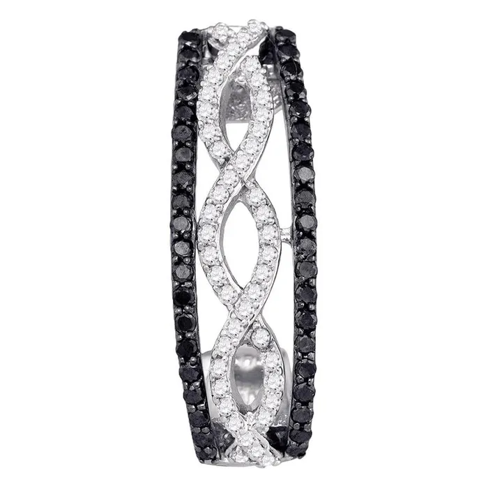 gndatlanta Earrings 14k White Gold Black Diamond Hoop Earrings 1 Cttw