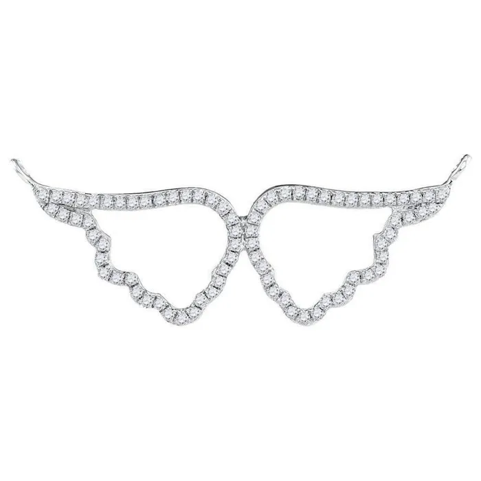 gndatlanta Necklaces 14k White Gold Round Diamond Angel Wings Fashion Necklace 12 Cttw
