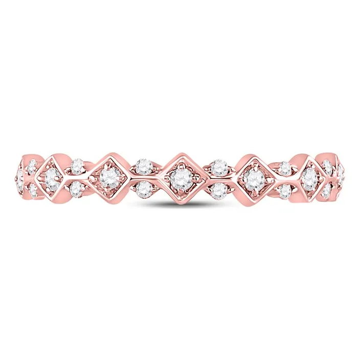 gndatlanta Rings 10k Rose Gold Round Diamond Stackable Band Ring 16 Cttw