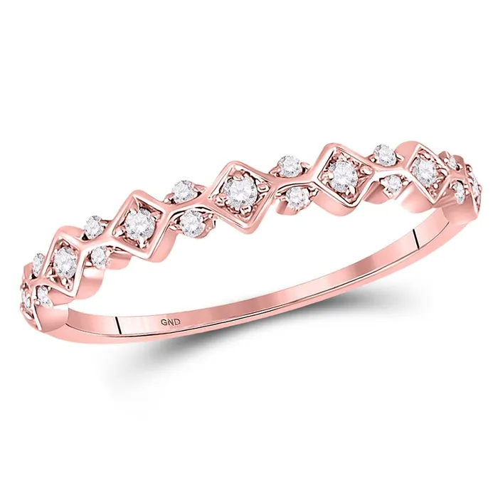 gndatlanta Rings 10k Rose Gold Round Diamond Stackable Band Ring 16 Cttw