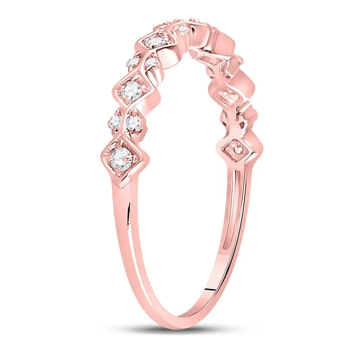 gndatlanta Rings 10k Rose Gold Round Diamond Stackable Band Ring 16 Cttw