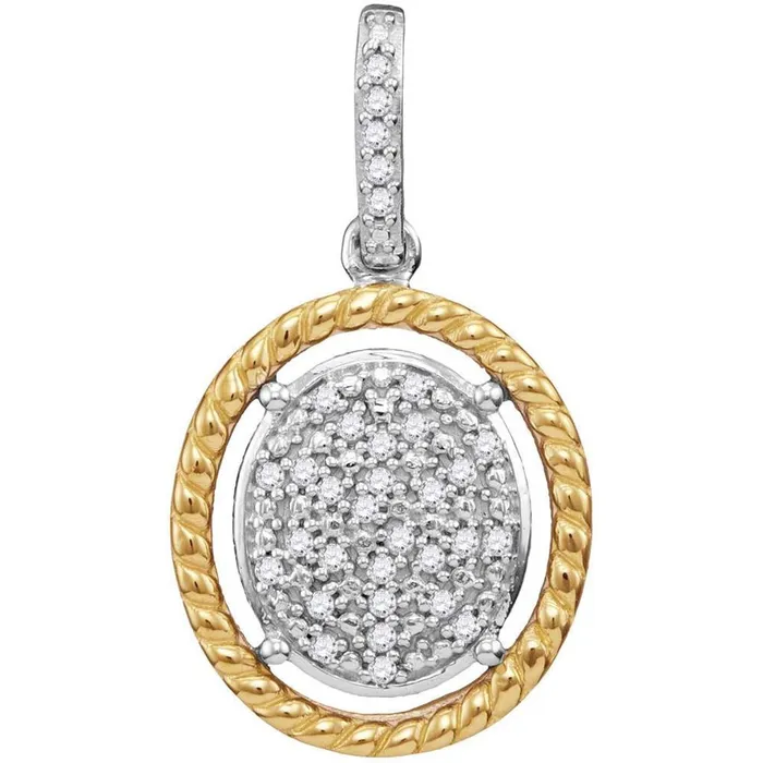 gndatlanta Rings 10k Twotone Gold Diamond Oval Cluster Rope Frame Pendant 112 Cttw