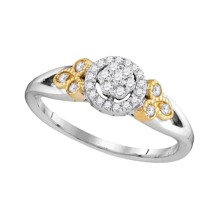 gndatlanta Rings 10k Twotone Gold Round Diamond Cluster Ring 14 Cttw