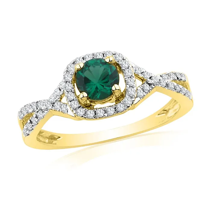 gndatlanta Rings 10k Yellow Gold Round Created Emerald Solitaire Diamond Ring 34 Cttw gndatlanta Rings 10k Yellow Gold Round Created Emerald Solitaire Diamond Ring 34 Cttw