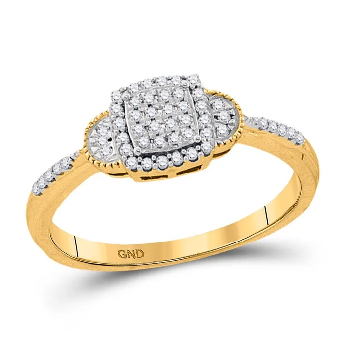 gndatlanta Rings 10k Yellow Gold Round Diamond Square Cluster Ring 16 Cttw gndatlanta Rings 10k Yellow Gold Round Diamond Square Cluster Ring 16 Cttw