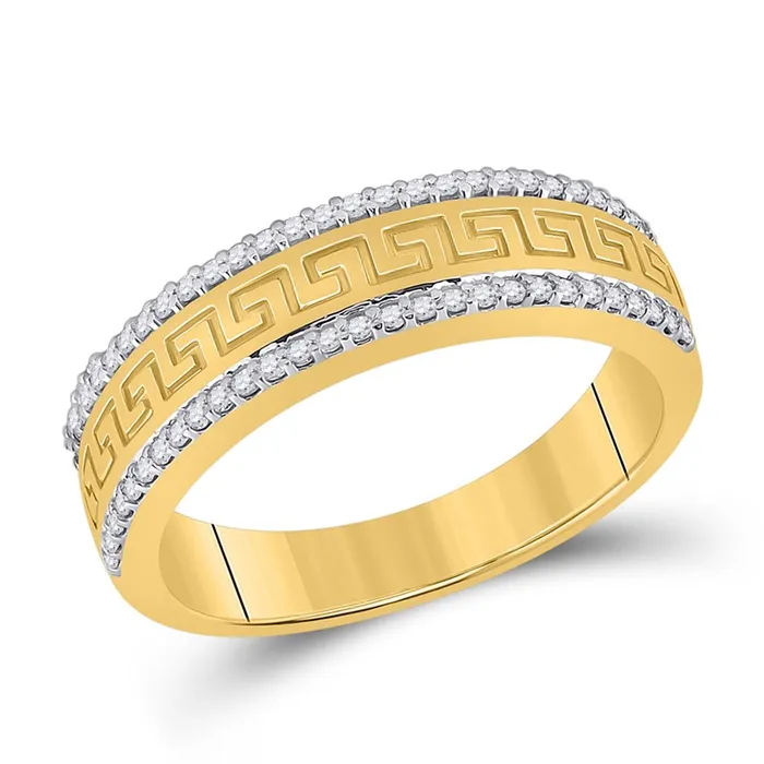gndatlanta Rings 10k Yellow Gold Round Diamond Wedding Patterned Band Ring 13 Cttw