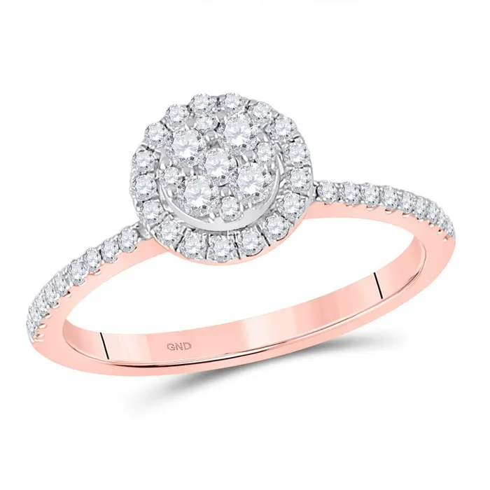 gndatlanta Rings 14k Rose Gold Round Diamond Circle Cluster Ring 12 Cttw gndatlanta Rings 14k Rose Gold Round Diamond Circle Cluster Ring 12 Cttw