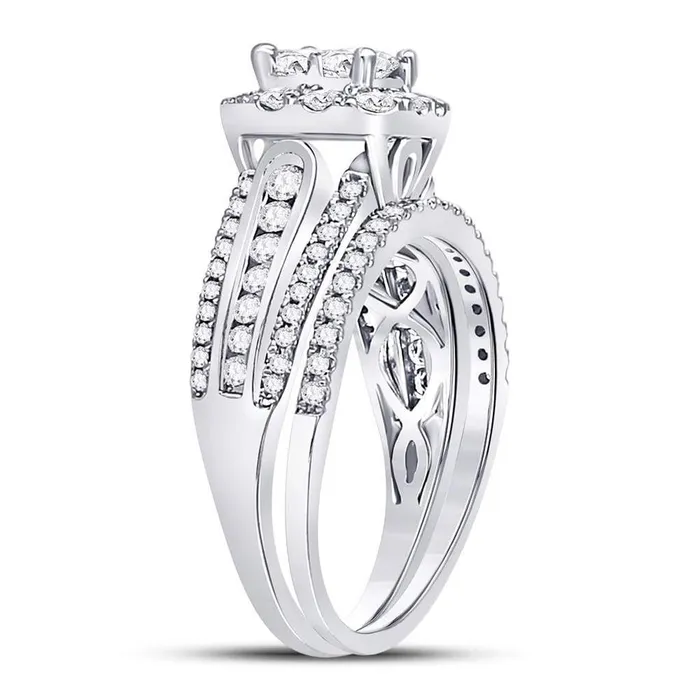 gndatlanta Rings 14k White Gold Princess Diamond Bridal Wedding Ring Set 1 Cttw