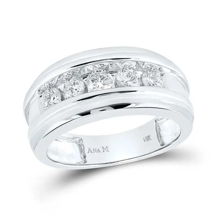 gndatlanta Rings 14k White Gold Round Black Diamond Band Ring 1 Cttw