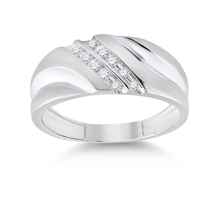 gndatlanta Rings 14k White Gold Round Diamond 2row Wedding Band 18 Cttw