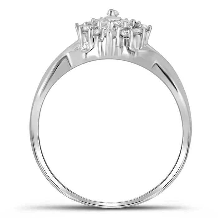 gndatlanta Rings 14k White Gold Round Diamond Cluster Ring 14 Cttw