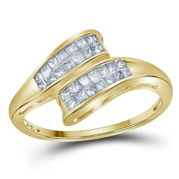 gndatlanta Rings 14k Yellow Gold Princess Diamond Bypass Band Ring 13 Cttw gndatlanta Rings 14k Yellow Gold Princess Diamond Bypass Band Ring 13 Cttw