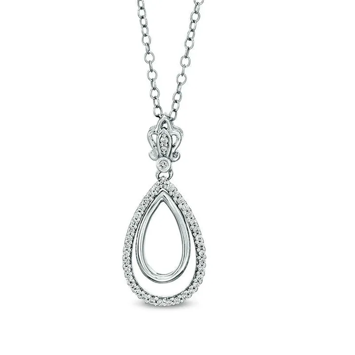 Goldia 013 CT TW Natural Diamond Double Teardrop Pendant in Sterling Silver Necklaces Goldia 013 CT TW Natural Diamond Double Teardrop Pendant in Sterling Silver Necklaces