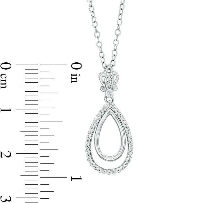 Goldia 013 CT TW Natural Diamond Double Teardrop Pendant in Sterling Silver Necklaces
