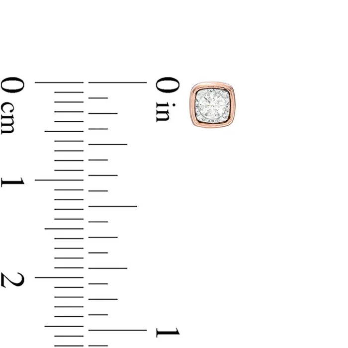 Goldia 017 CT TW Diamond Solitaire CushionShaped Stud Earrings in 10K Rose Gold Earrings Goldia 017 CT TW Diamond Solitaire CushionShaped Stud Earrings in 10K Rose Gold Earrings