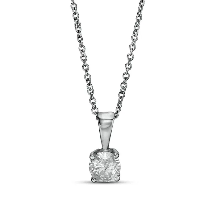 Goldia 038 CT Natural Clarity Enhanced Solitaire Pendant in 10K White Gold II3 Necklaces Goldia 038 CT Natural Clarity Enhanced Solitaire Pendant in 10K White Gold II3 Necklaces
