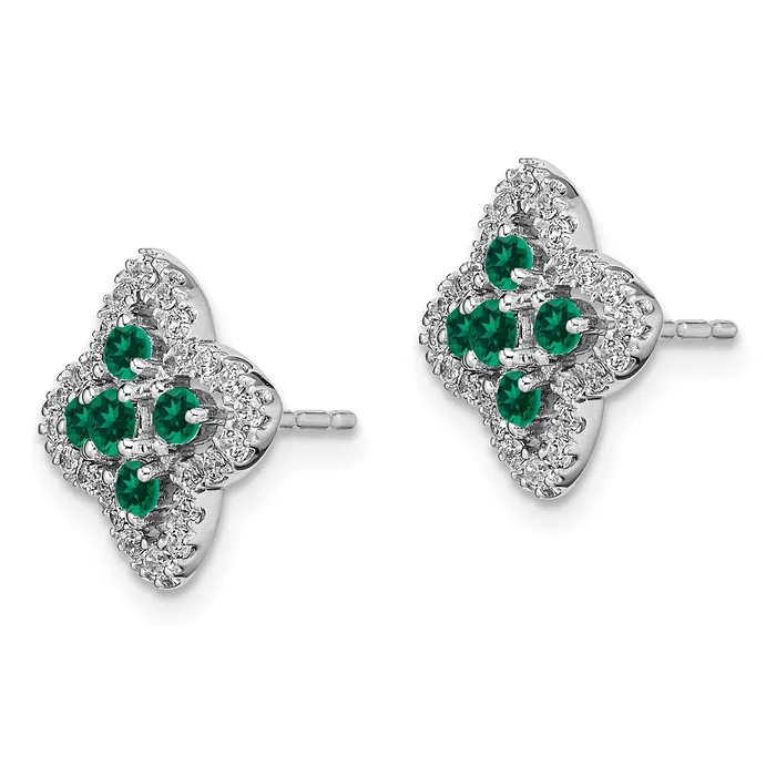 Goldia 14k White Gold 13 Ct Lab Grown Diamond VSSI G and Created Emerald Fashion Post Earrings Earrings