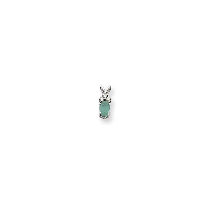 Goldia 14k White Gold 6x4mm Oval Emerald AAA Real Diamond pendant Necklaces