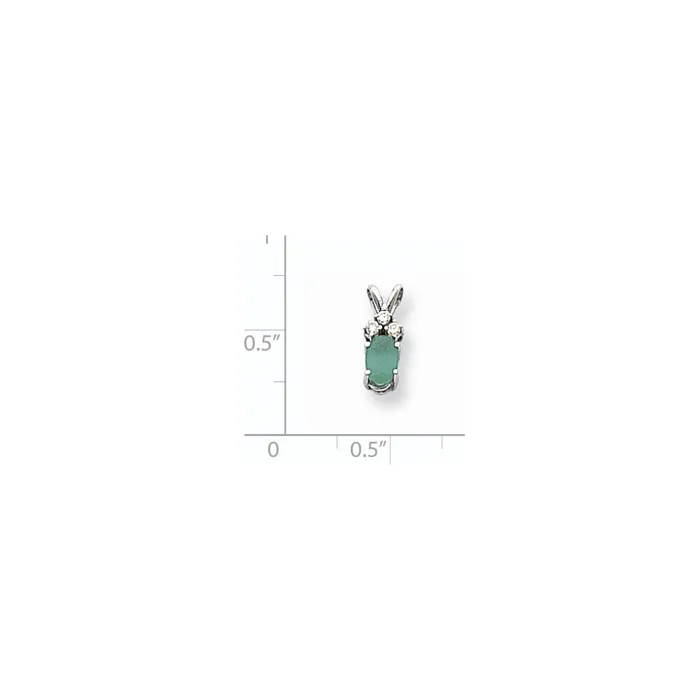 Goldia 14k White Gold 6x4mm Oval Emerald AAA Real Diamond pendant Necklaces