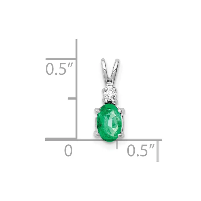 Goldia 14k White Gold 6x4mm Oval Emerald AAA Real Diamond pendant Necklaces
