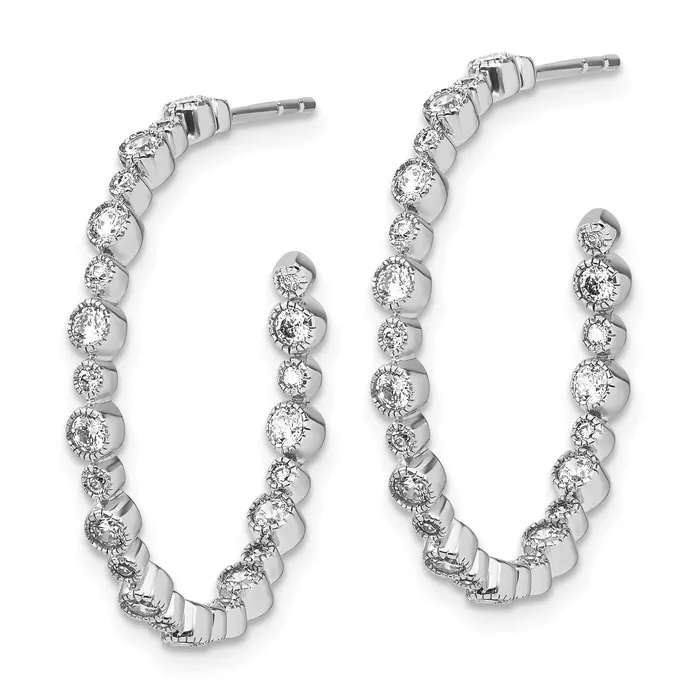 Goldia 14k White Gold 78 Ct Lab Grown Diamond VSSI G Circle Bezel Hoop Post Earrings Earrings