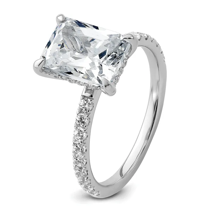 Goldia 14K White Gold Lab Grown Diamond VSSI FGH Flair Radiant Comp Engagement Ring Rings