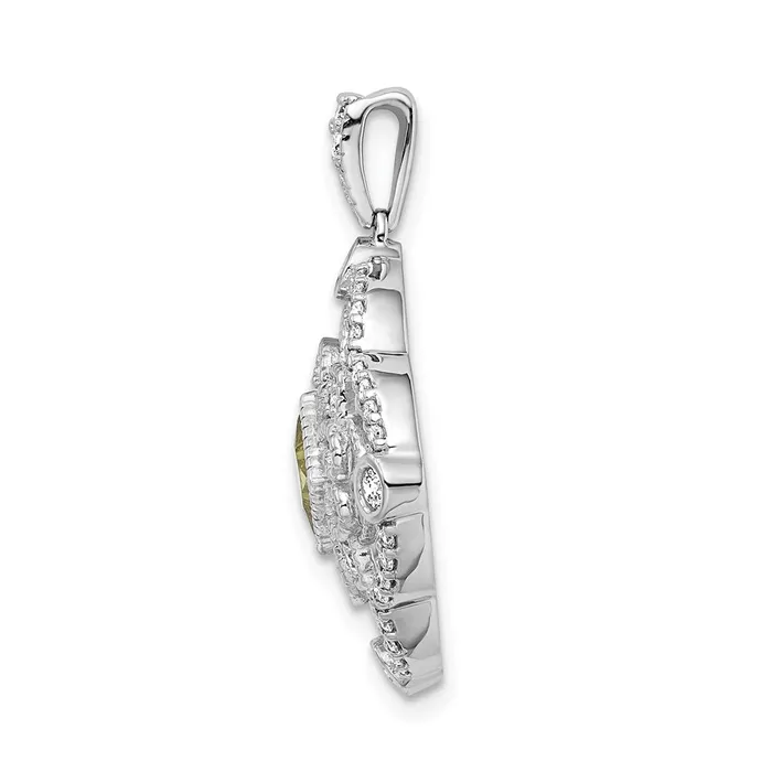 Goldia 14k White Gold Real Diamond and 40 Peridot Fancy Pendant Necklaces