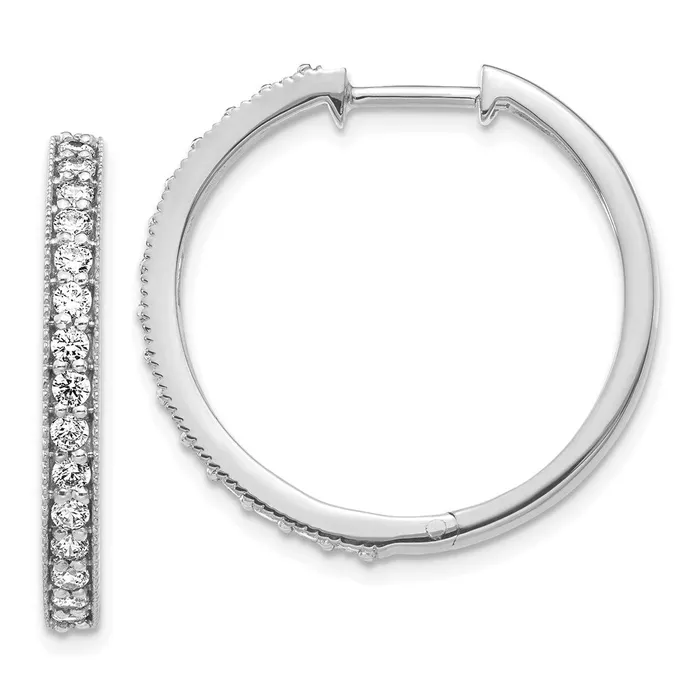 Goldia 14k White Gold Real Diamond Milgrain Hoop Earrings Earrings