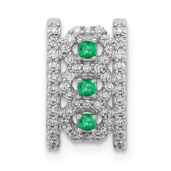 Goldia 14k White Gold Real Diamond u0026 Emerald Fancy Pendant Necklaces