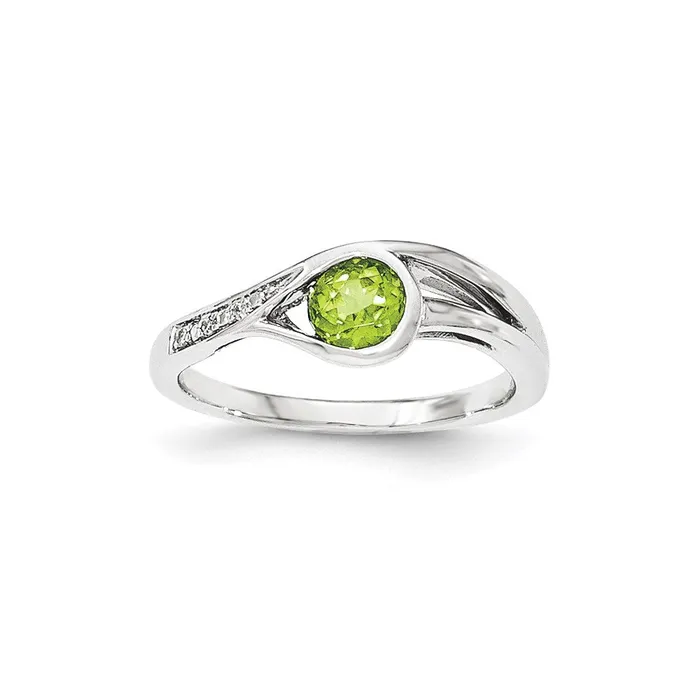 Goldia 14K White Gold Real Diamond u0026 Peridot Ring Rings