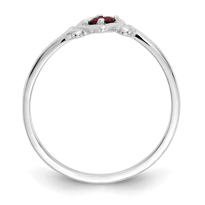 Goldia 14K White Gold Ruby Birthstone Heart Ring Rings