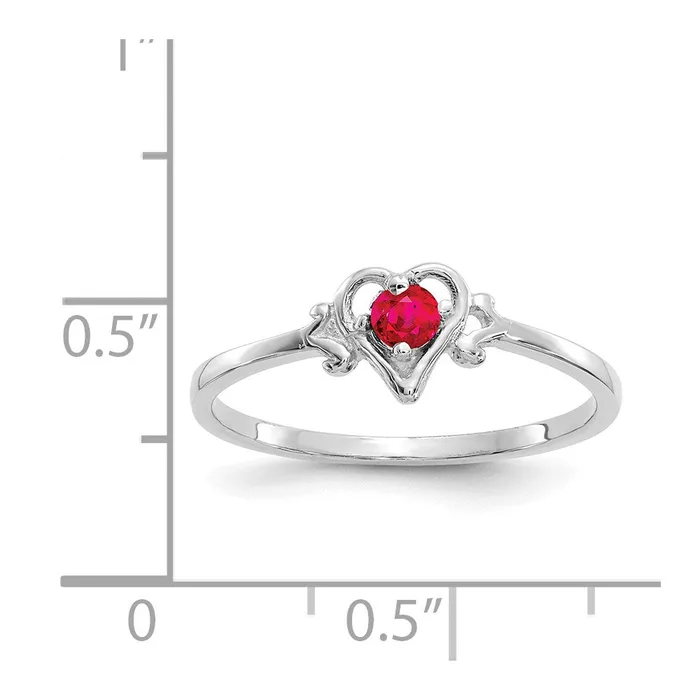 Goldia 14K White Gold Ruby Birthstone Heart Ring Rings