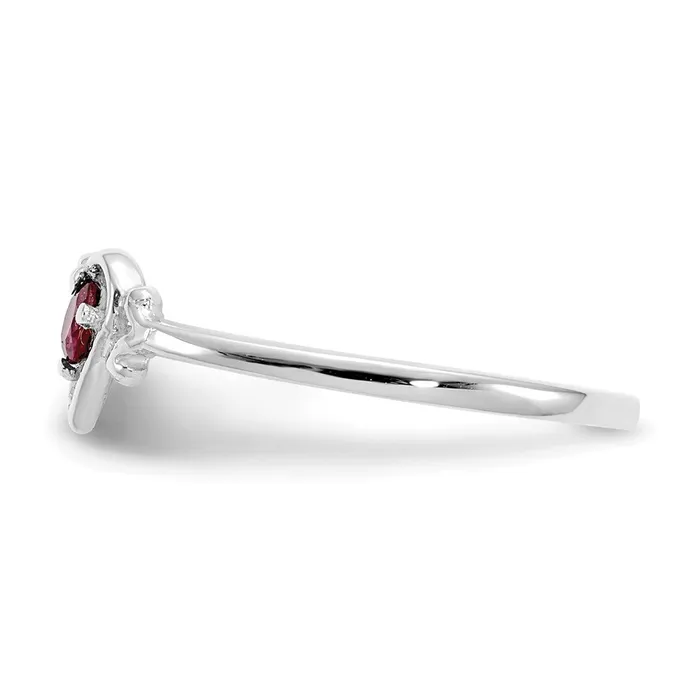 Goldia 14K White Gold Ruby Birthstone Heart Ring Rings