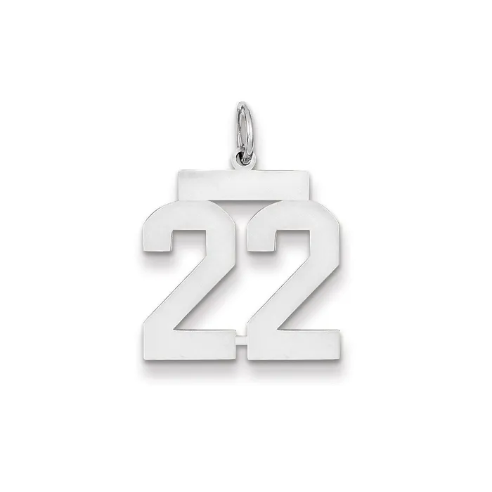 Goldia 14k White Gold WG Medium Polished Number 22 Charm Charm Necklaces