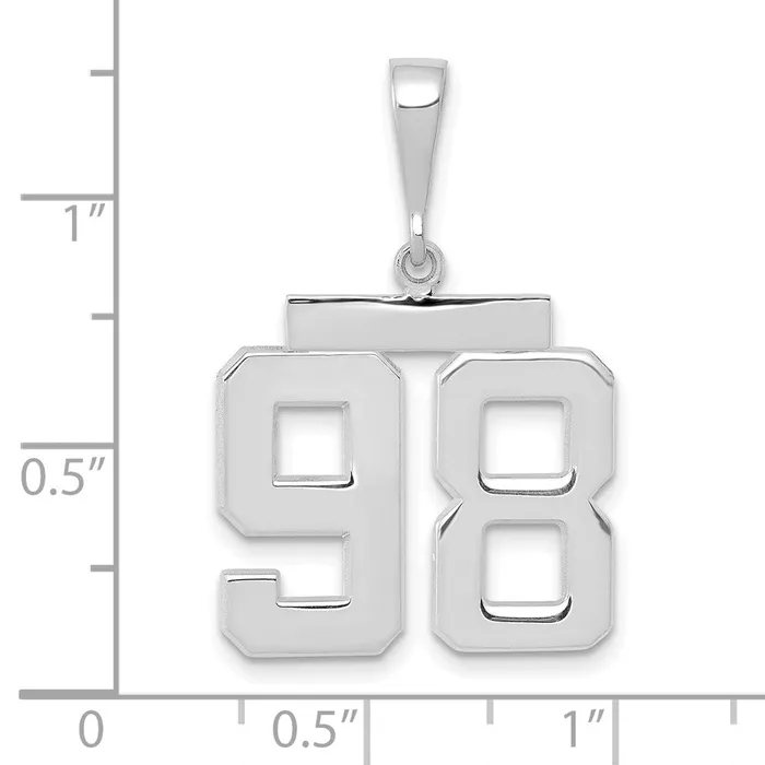 Goldia 14k White Goldw Medium Polished Number 98 Charm Charm Necklaces