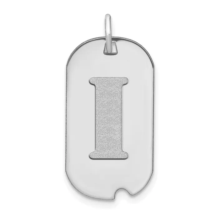 Goldia 14k White Goldw Polished Letter I Initial Dog Tag Pendant Necklaces
