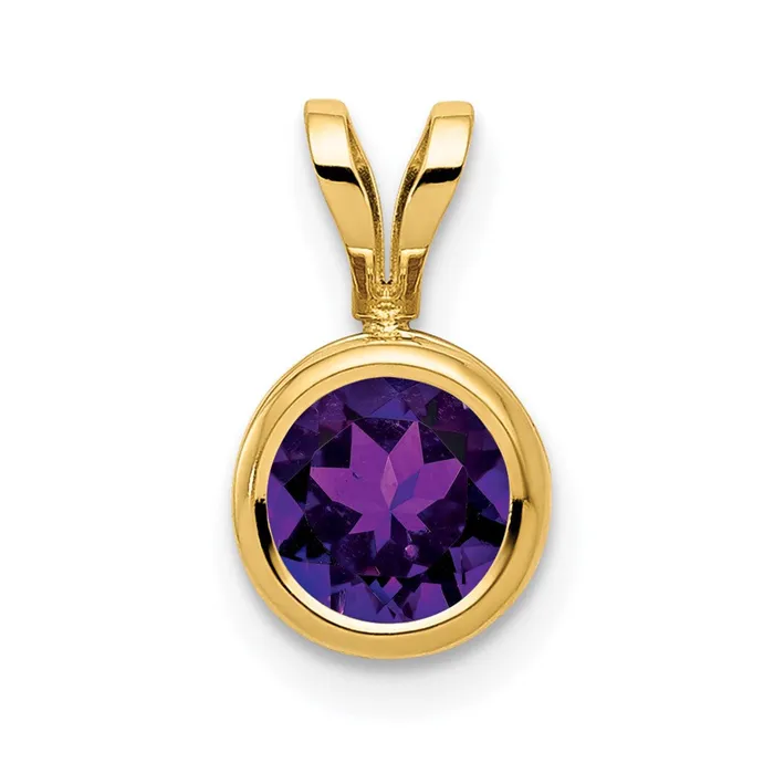 Goldia 14K Yellow Gold 6mm Amethyst Checker bezel pendant PreStyled Sets