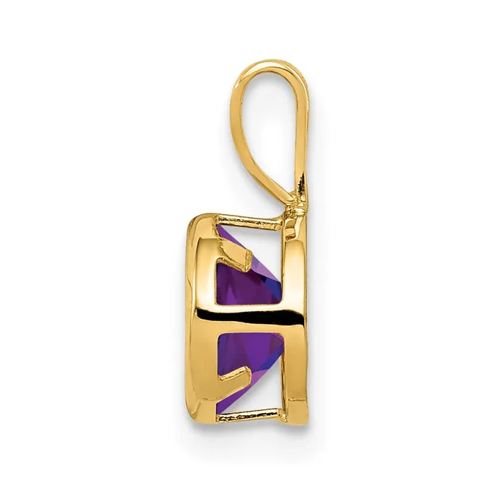 Goldia 14K Yellow Gold 6mm Amethyst Checker bezel pendant PreStyled Sets