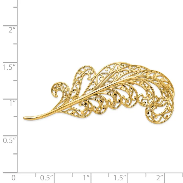 Goldia 14k Yellow Gold Filigree Feather Pin PreStyled Sets