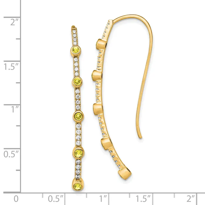 Goldia 14k Yellow Gold Lab Grown Diamond VSSI G CreatedYellow Sapphire Threader Earring Earrings