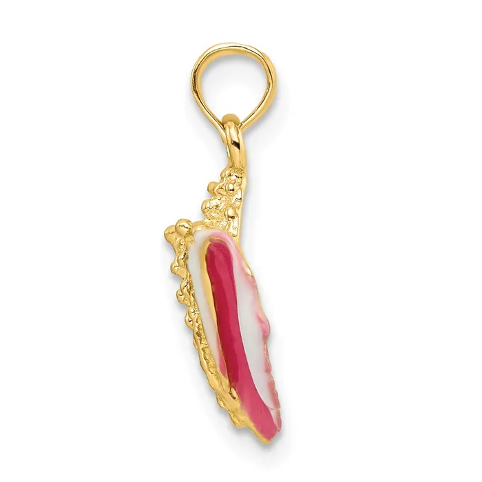 Goldia 14k Yellow Gold Textured and Enamel Conch Shell Pendant Necklaces