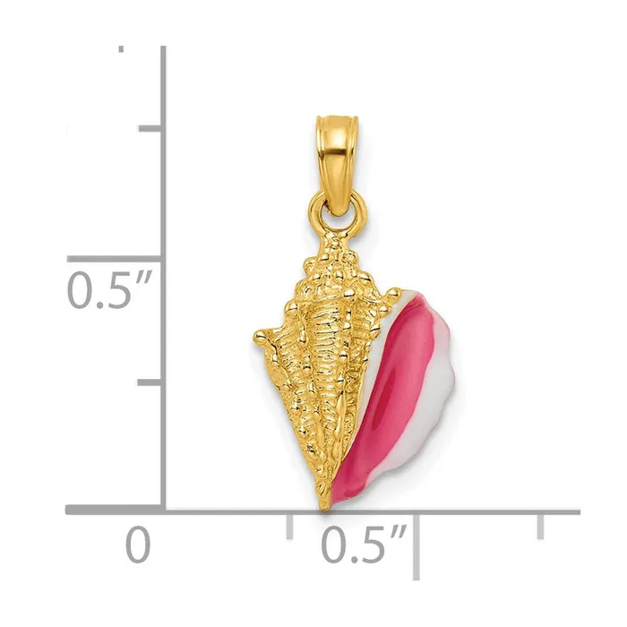 Goldia 14k Yellow Gold Textured and Enamel Conch Shell Pendant Necklaces
