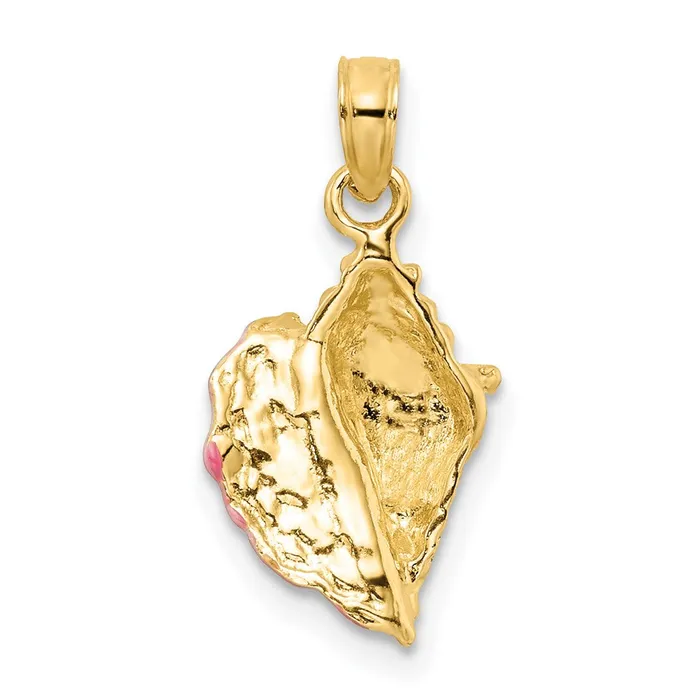 Goldia 14k Yellow Gold Textured and Enamel Conch Shell Pendant Necklaces