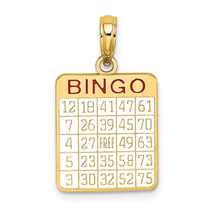 Goldia 14k Yellow Gold w Enamel Bingo Card Charm Charm Necklaces