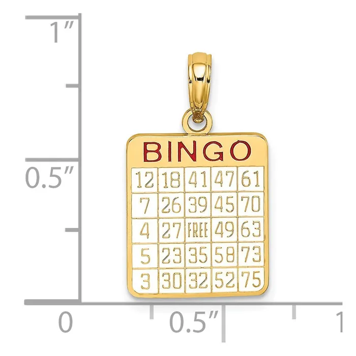 Goldia 14k Yellow Gold w Enamel Bingo Card Charm Charm Necklaces