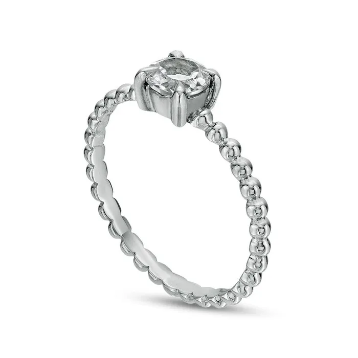 Goldia 50mm White Topaz Beaded ComfortFit Stackable Ring in Solid 10K White Gold Size 7 Rings Goldia 50mm White Topaz Beaded ComfortFit Stackable Ring in Solid 10K White Gold Size 7 Rings