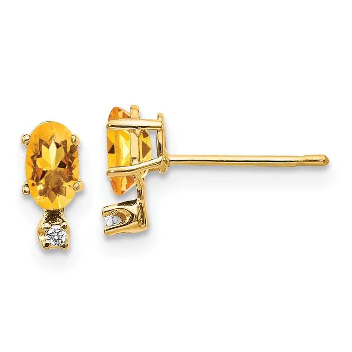 goldiaca 14k Diamond and Citrine Birthstone Earrings Earrings