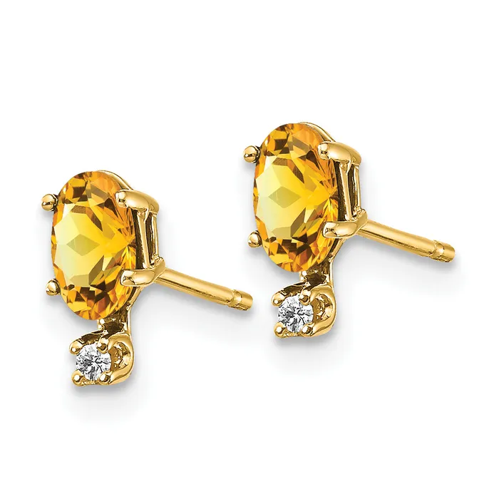 goldiaca 14k Diamond and Citrine Birthstone Earrings Earrings
