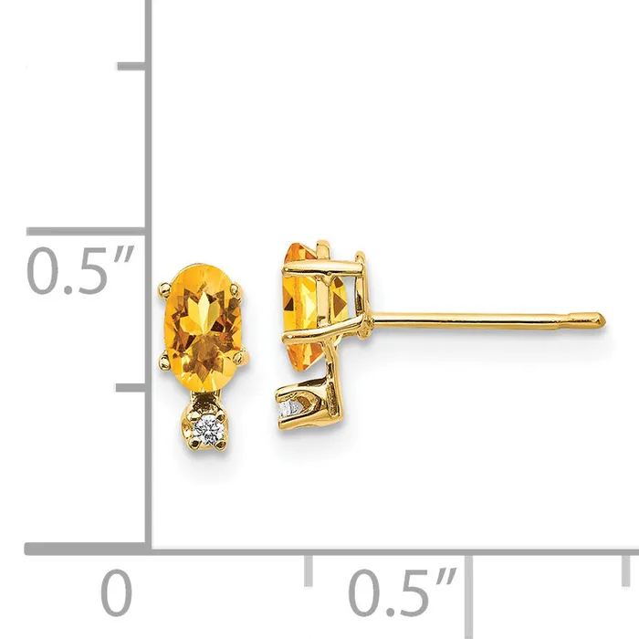 goldiaca 14k Diamond and Citrine Birthstone Earrings Earrings