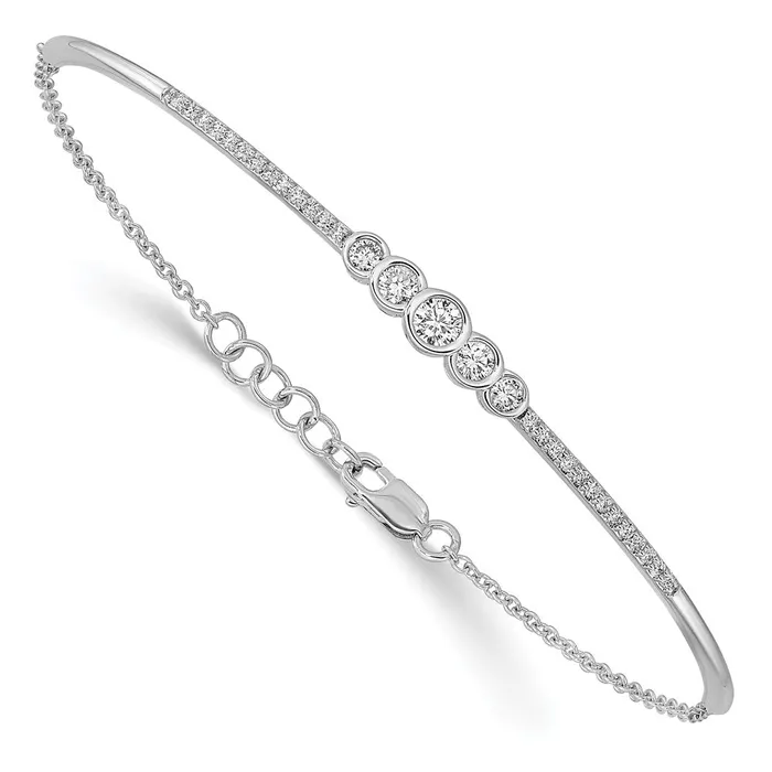 goldiaca Bracelets 14k White Gold Polished Natural Diamond Bezel Set Bar 7in w5 ext Bracelet goldiaca Bracelets 14k White Gold Polished Natural Diamond Bezel Set Bar 7in w5 ext Bracelet
